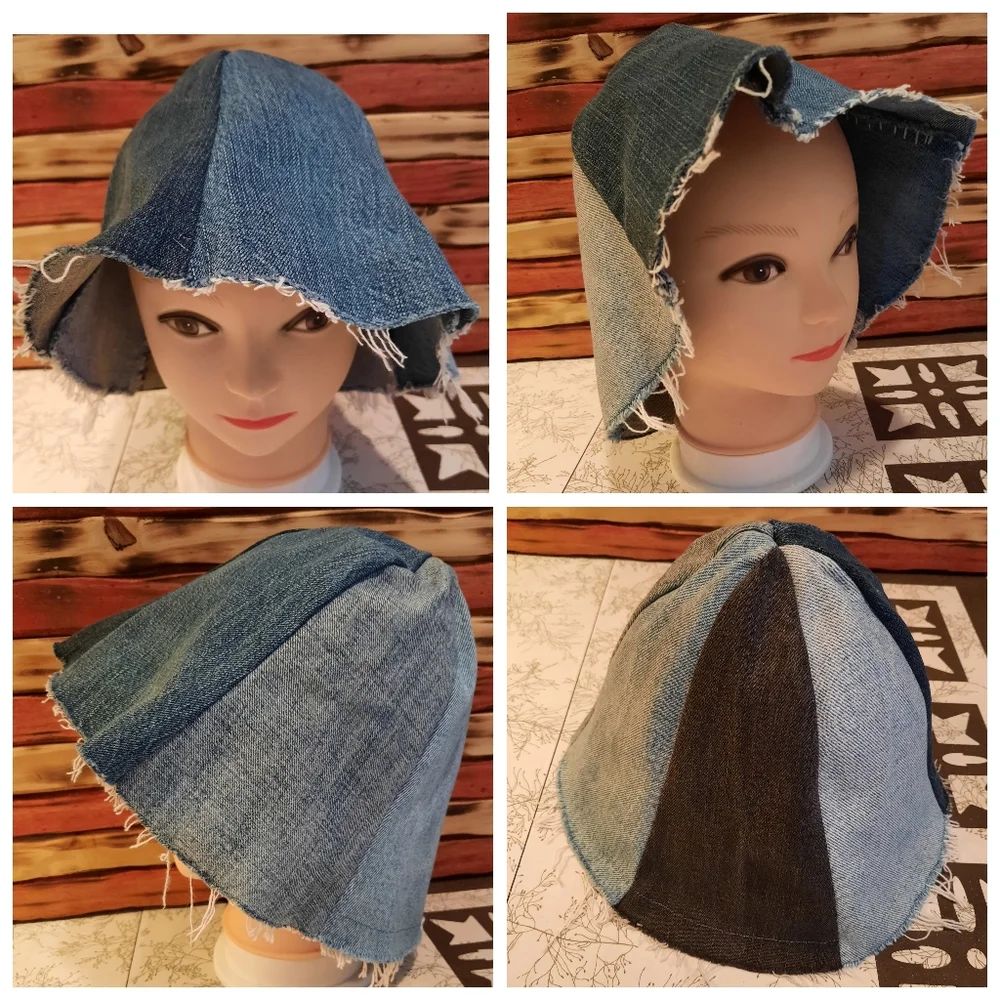 Denim patch scrap hat L handmade B upcycled jeans